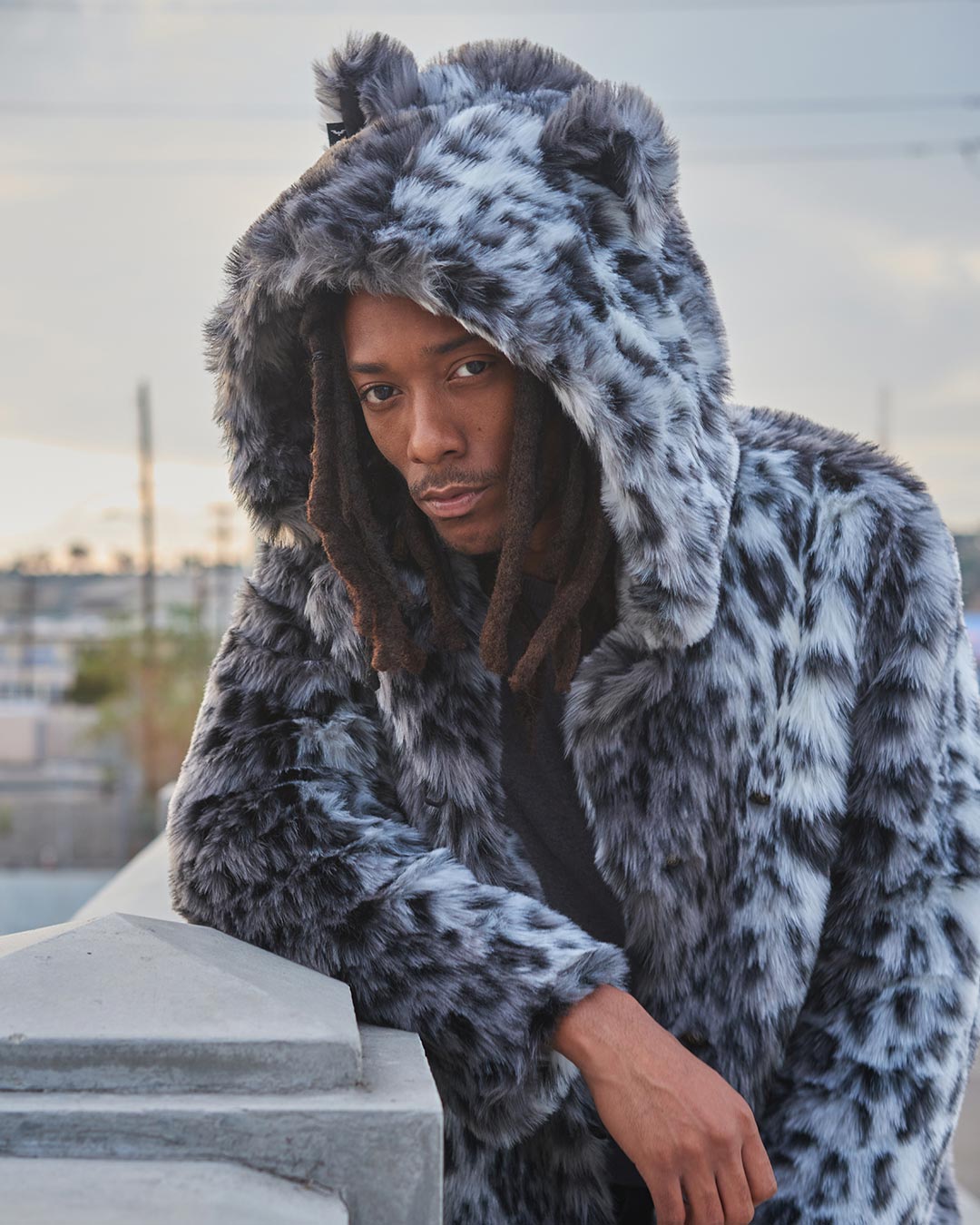 YODETEY Men Leopard Winter Warm Outdoor Woolen Faux-Fur' Coat Collar  Overcoat White M - Walmart.com