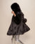 Black Wolf Faux Fur Coat with Hood on Female