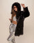 Black Wolf Faux Fur Coat with Hood