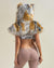 Woman wearing Arctic Fox Collector Edition Faux Fur Shawl, back view 1