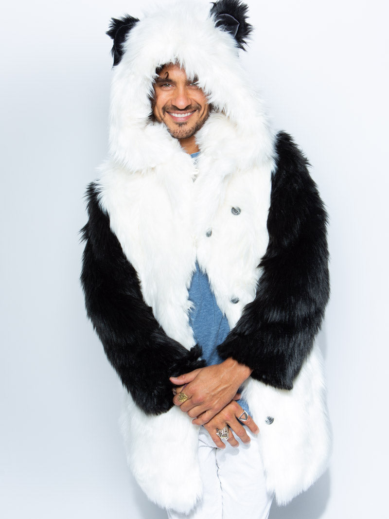 Man wearing Classic Panda Faux Fur Coat, front view 4