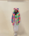 Classic Women's Faux Fur Coat | Rainbow Bear