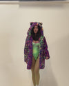 Classic Women's Faux Fur Coat | Neon Disco Kitty