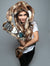 Woman wearing Faux Fur Brown Rabbit Collector SpiritHood, front view