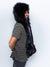 Man wearing faux fur Limited Edition Lion Galaxy SpiritHood, side view 2