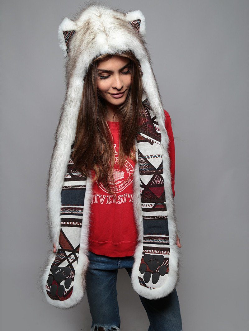 Woman wearing Faux Fur Brown Husky Collector SpiritHood