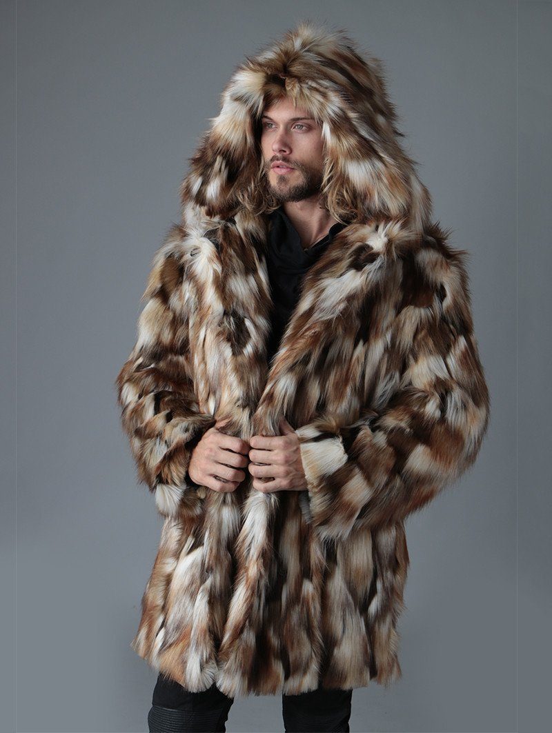 Brown Rabbit Faux Fur Coat Spirithood - Cozy Bunny-Inspired 