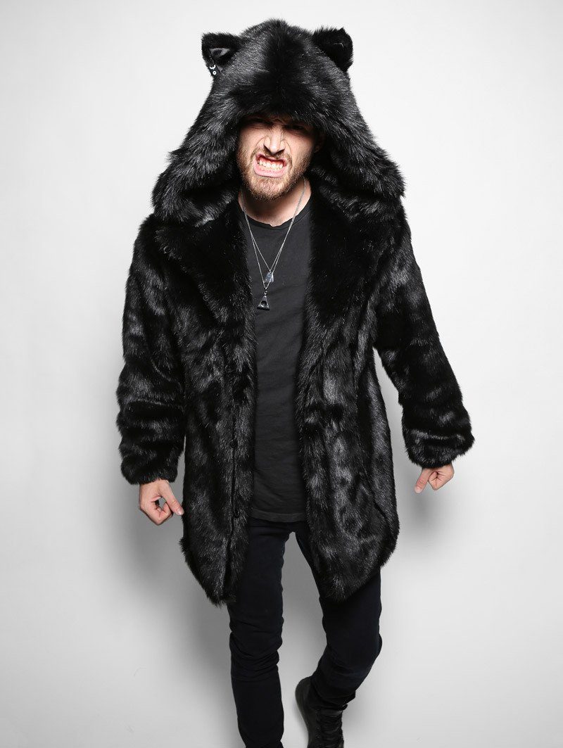 Men's newest BLACK SZ S Imitation Fur Coat