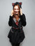 Woman wearing Fauxeva Cozy Feline Robe, front view 4