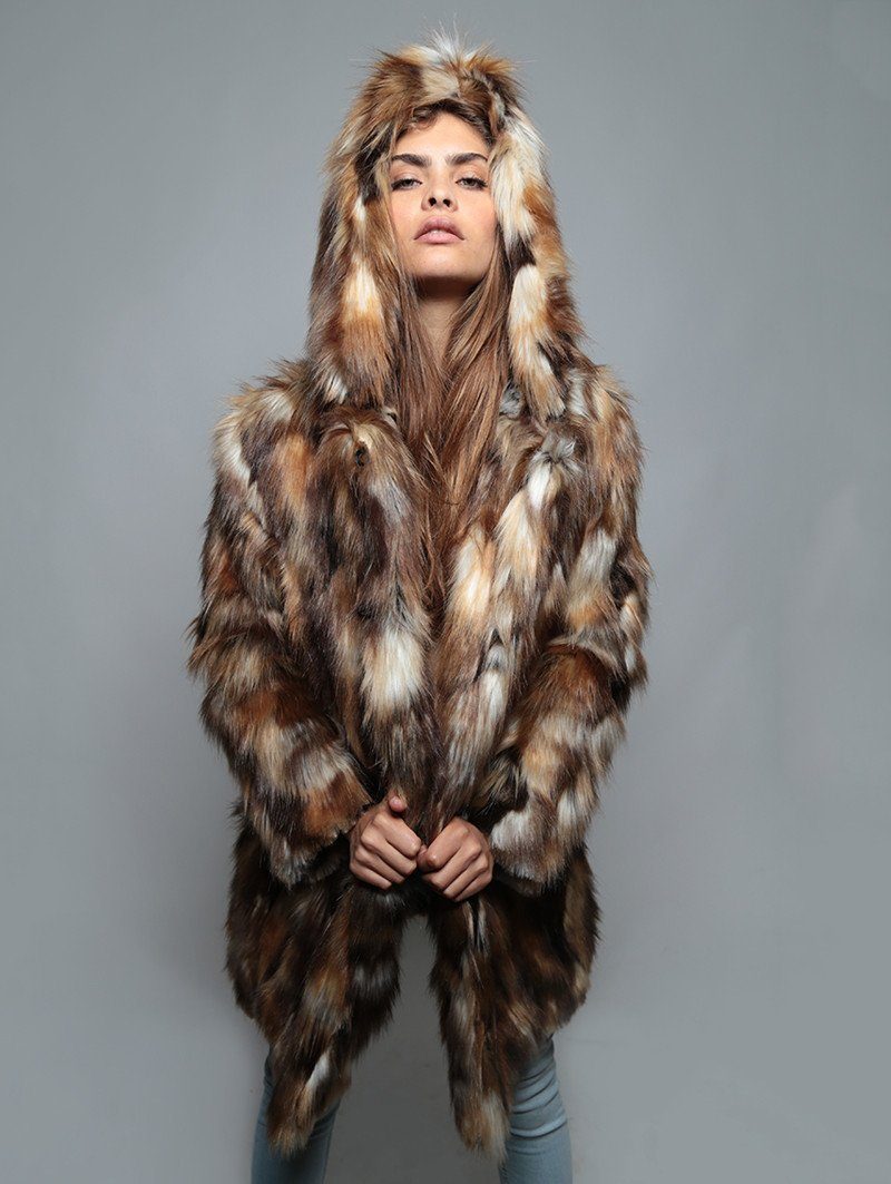Brown Rabbit Faux Fur Coat SpiritHood