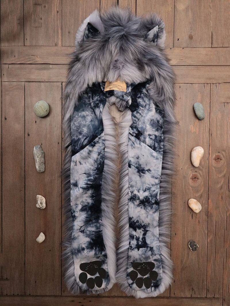 SpiritHoods Unisex Faux Fur Grey Fox CE 