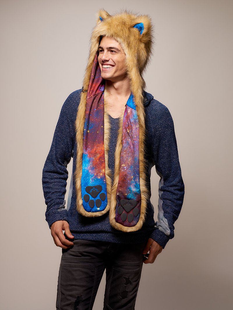 Man wearing Galaxy Cougar CE Faux Fur SpiritHood