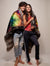 Male and Female Models Wrapped in Grey Wolf Galaxy Faux Fur Throw