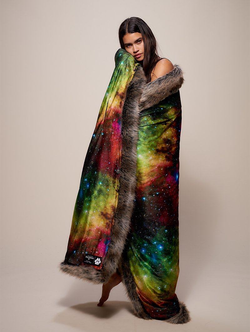 Colorful Lining Interior View of Grey Wolf Galaxy Throw 