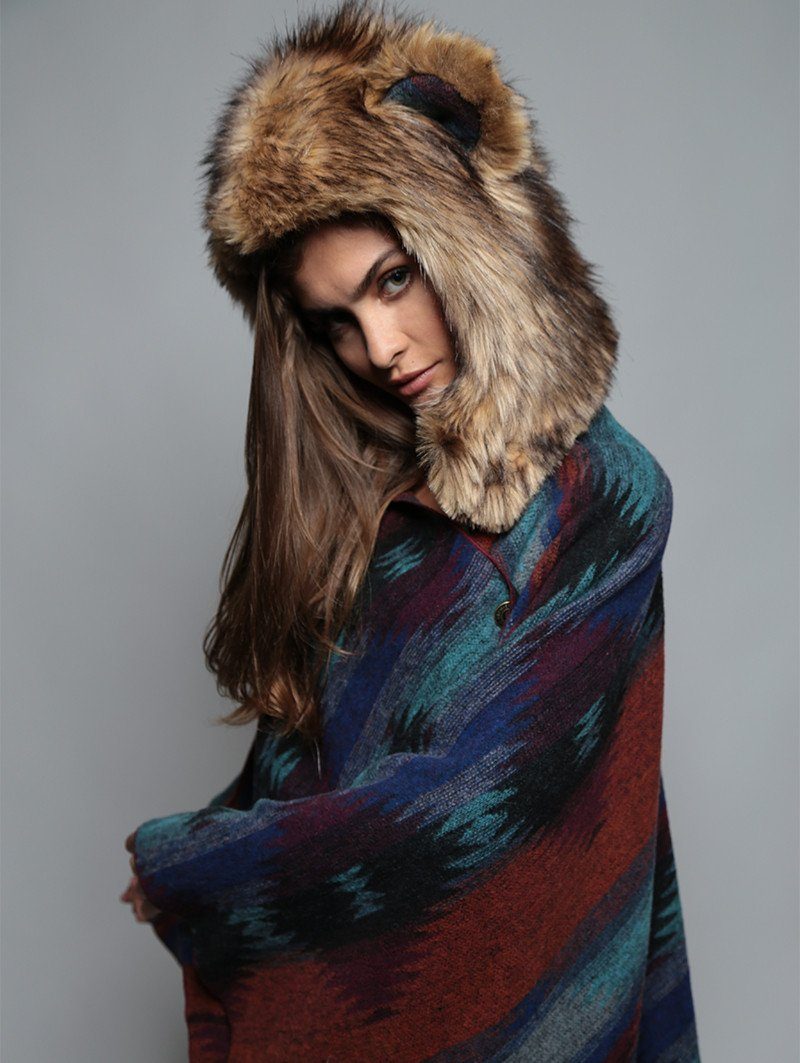 Moon Cape + Faux Fur 1/2 Hood with Kodiak Griz Design