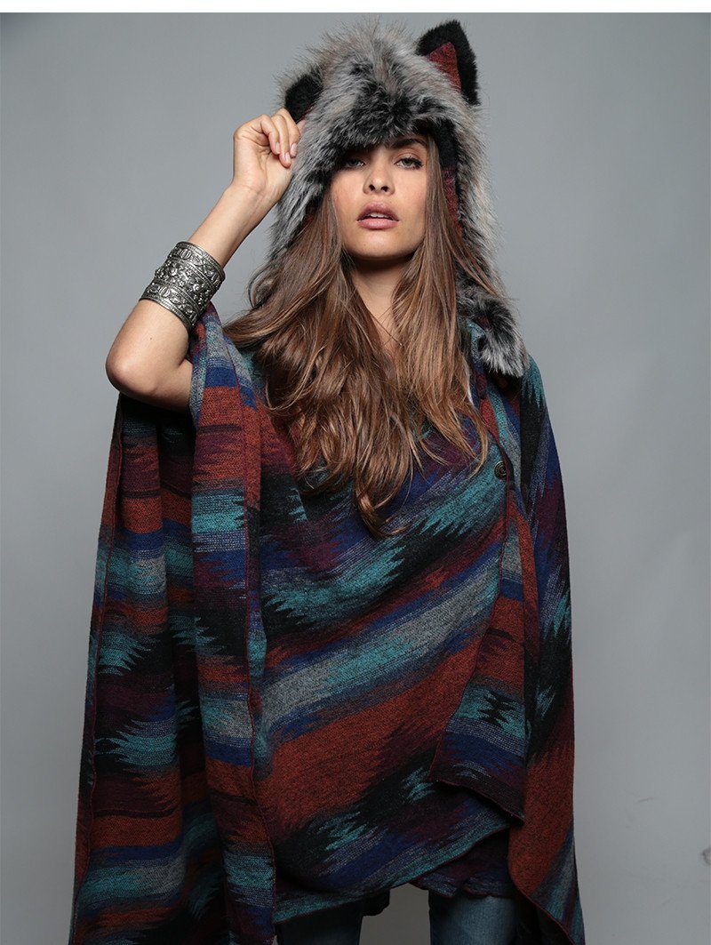 Full Moon Cape SpiritHood and 1/2 Faux Fur Hood on Female