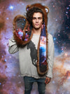 Man wearing faux fur Golden Galaxy Bear Collector SpiritHood