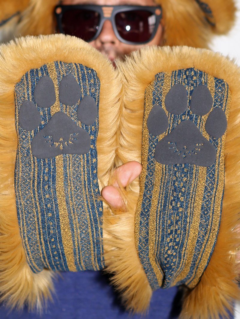 Man wearing faux fur Golden Retriever Collectors Edition SpiritHood, front view 4