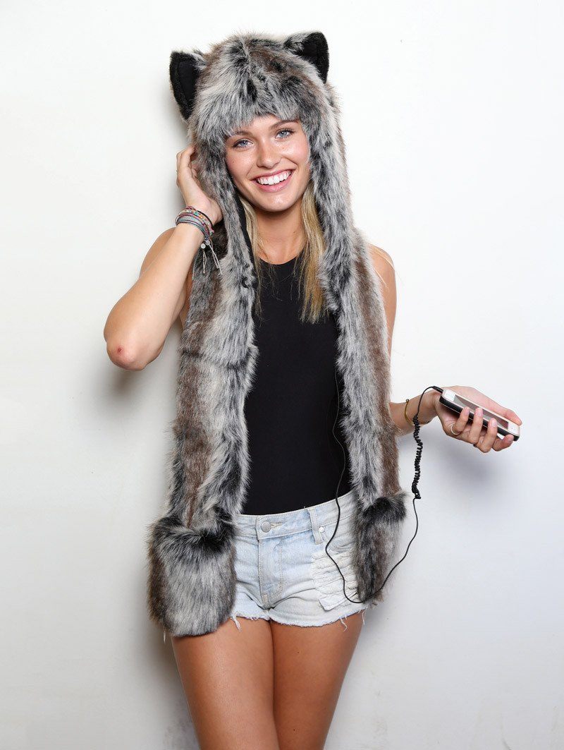 Grey Wolf Faux Fur SpiritHood HB3 