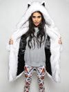 White Husky Faux Fur Coat on Female