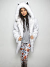 Husky Hooded Faux Fur Coat on Female Model