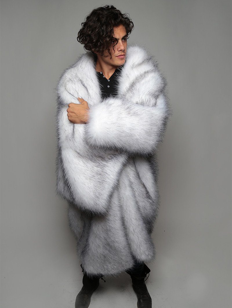 Male Wrapped in Husky Baja Faux Fur Throw