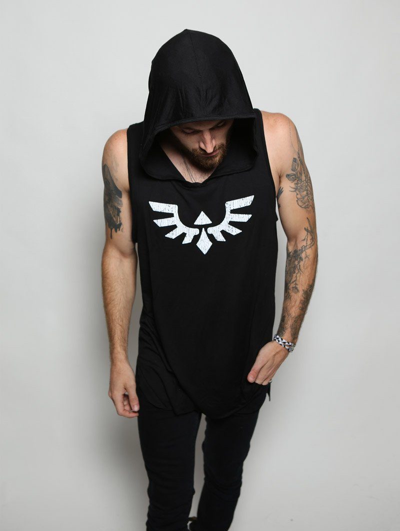 Man wearing Hooded Phoenix SpiritHood Tank, front view 2