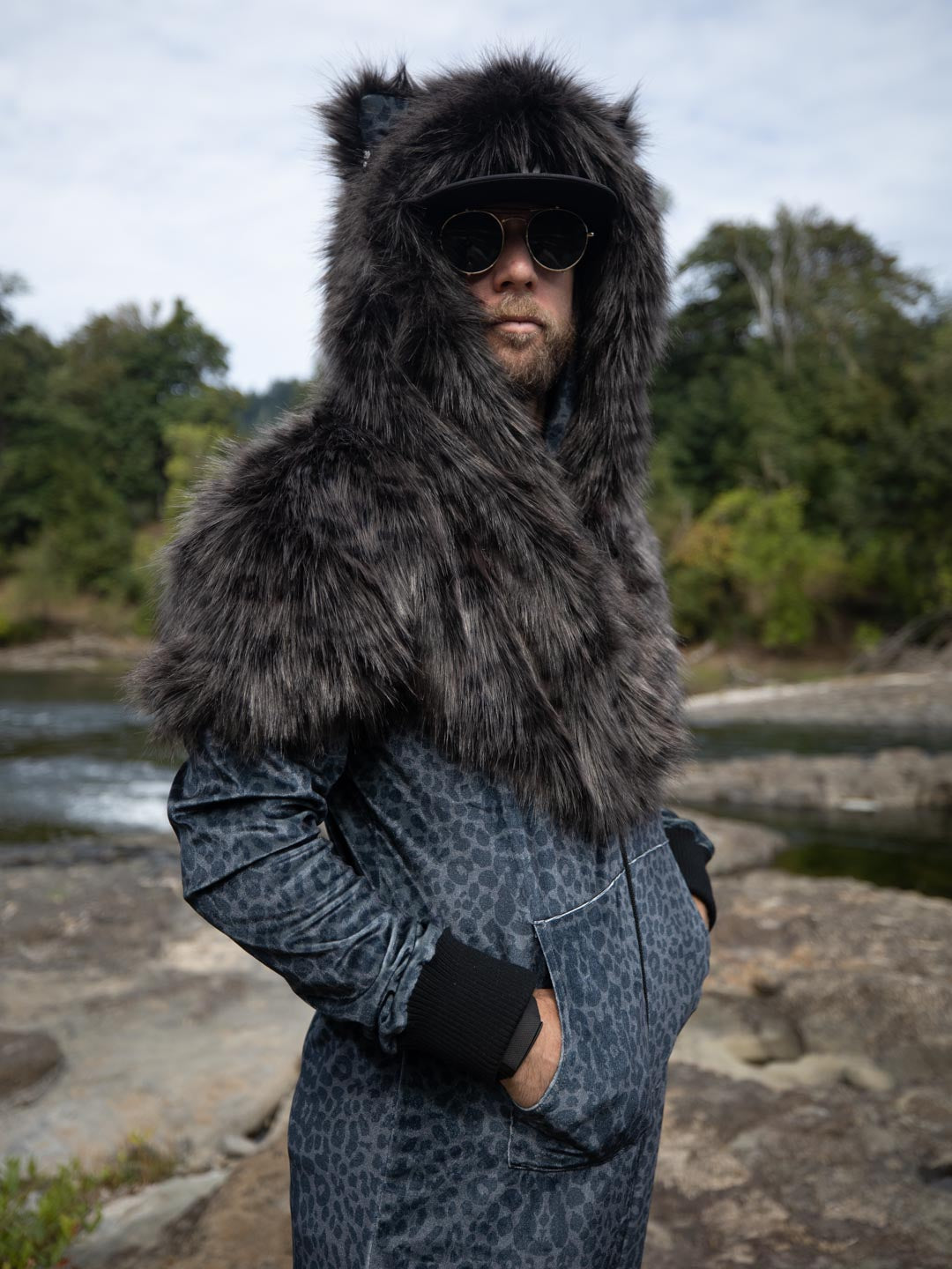 Black Panther Men's Classic Faux Fur Coat