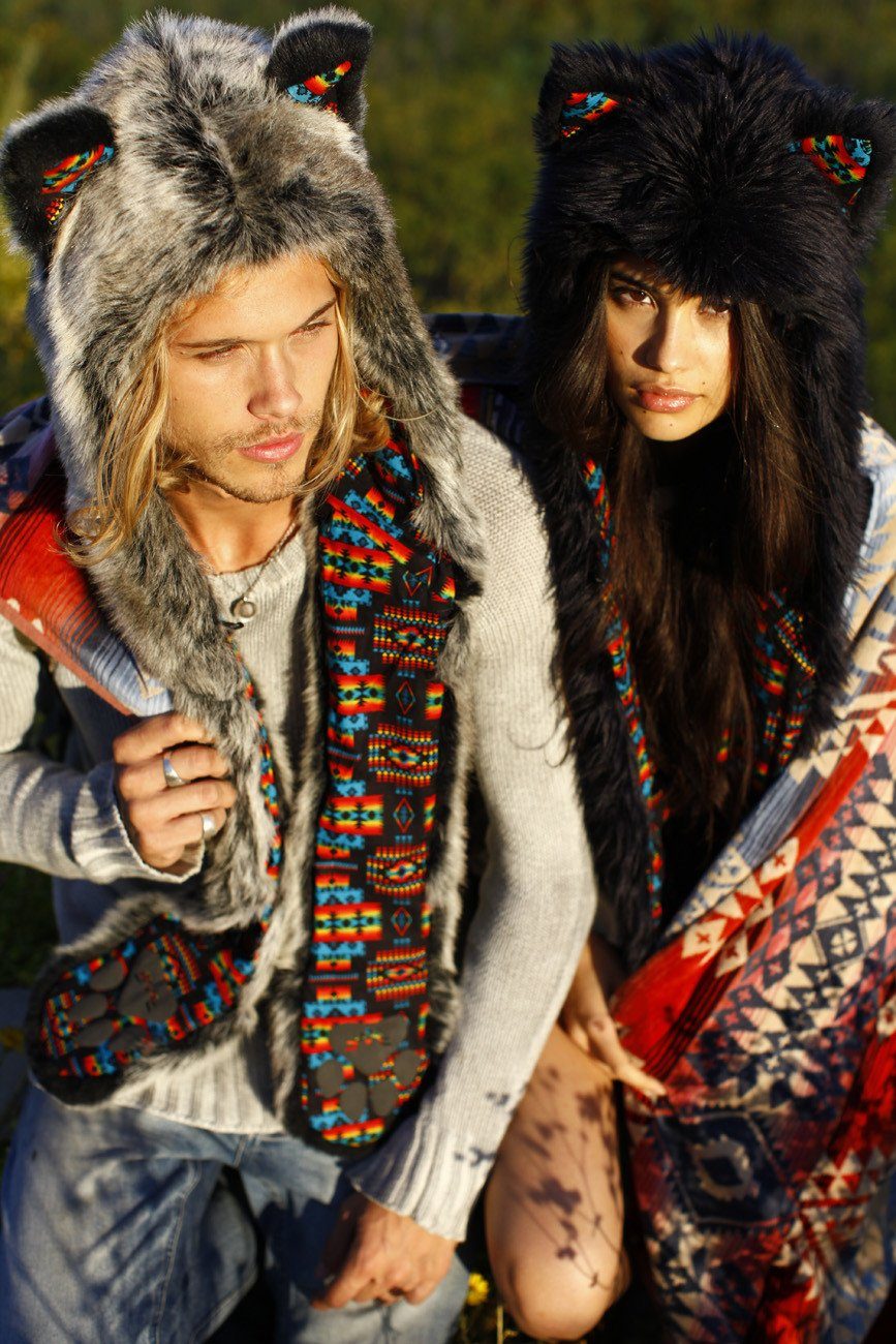 People wearing faux fur Grey Wolf Tuscan SpiritHoods