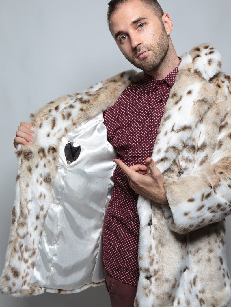 Elevate Your Wardrobe with the Classic Siberian Snow Leopard Faux Fur Coat SpiritHoods