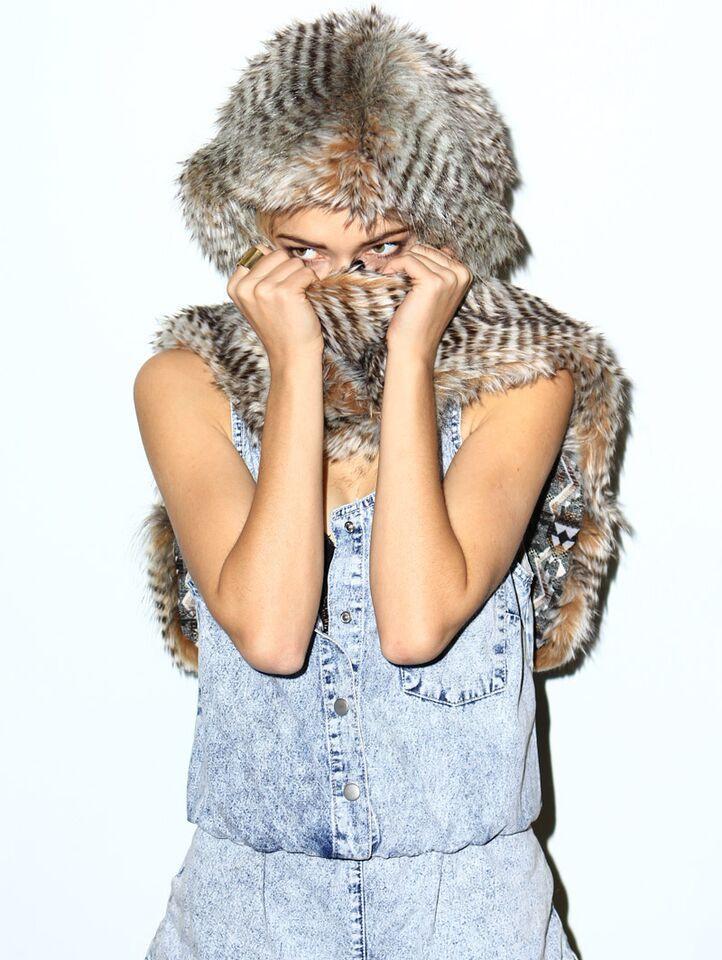 Female Wearing NightHawk Faux Fur SpiritHood 