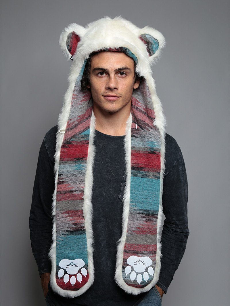 Man wearing faux fur Polar Bear Italy SpiritHood