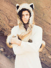 Man wearing Red Fox Faux Fur Hood, front view 1