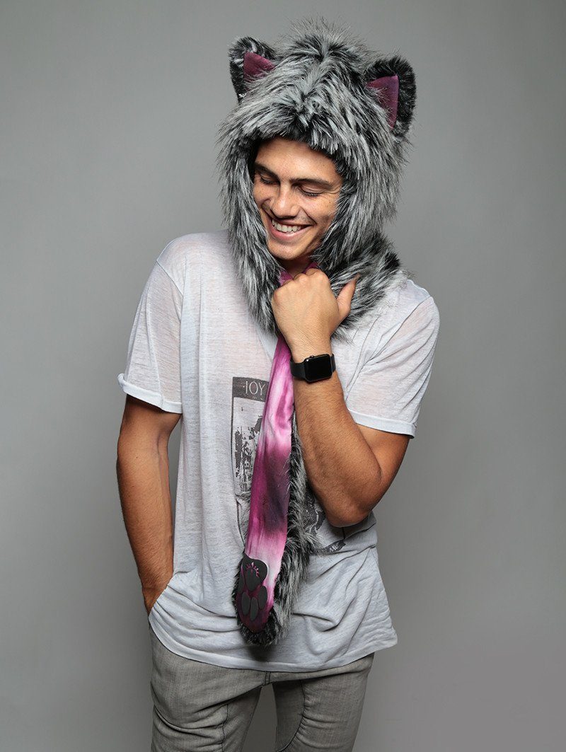 SpiritHood on Male with Siberian Wolf Design