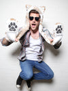 Siberian Snow Leopard Faux Fur Hood on Male