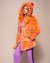Woman wearing Neon Tiger Limited Edition Classic Faux Fur Coat, side view 1