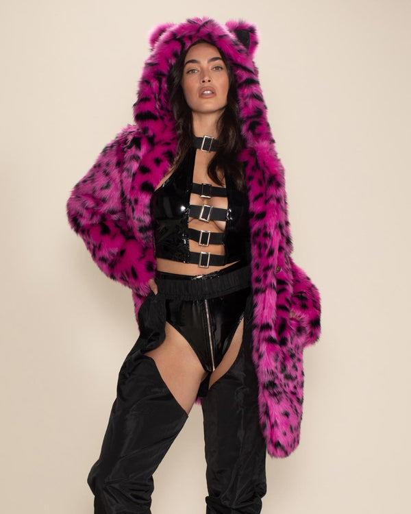 SpiritHoods Pink Cheetah Classic Collector Edition Faux Fur Coat | Women's S / pink/black/spotted