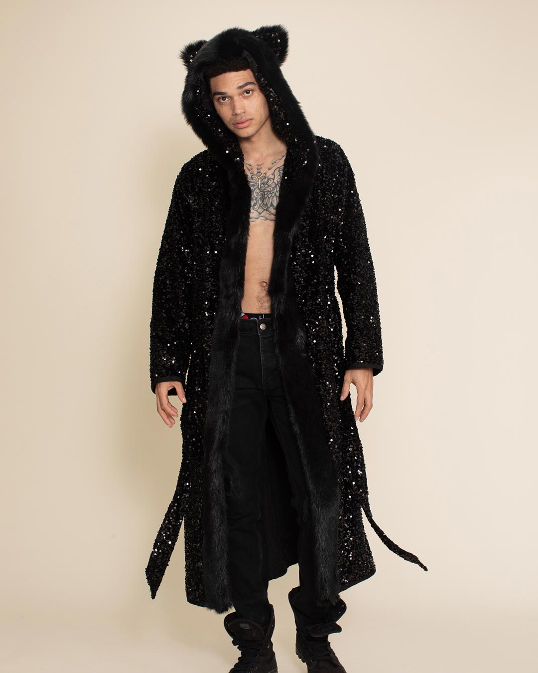 SpiritHoods Men's Sequin Black Panther Robe