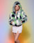 Emerald Hummingbird Hooded Faux Fur Bomber Jacket | Women's - SpiritHoods