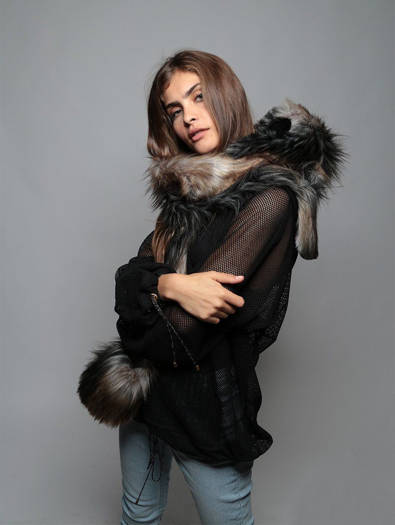 Woman Wearing Northern Rocky Mountain Wolf SpiritHood