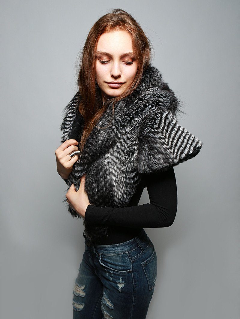 Warbler Hooded Faux Fur Shawl 2.0 