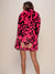 Back View of Neon Pink Leopard Collared Faux Fur Coat