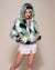 Emerald Hummingbird Hooded Faux Fur Bomber Jacket | Women's - SpiritHoods