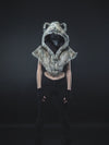 Woman wearing Dire Wolf Faux Fur Shawl