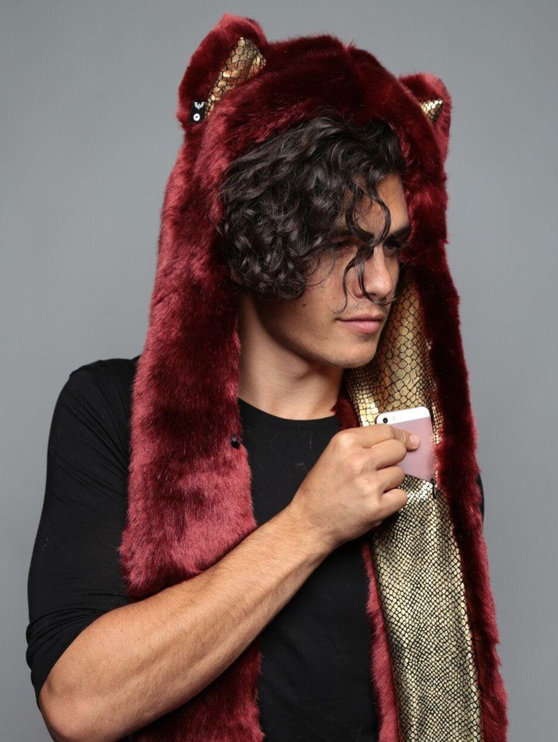 Man wearing faux fur Drogon Wolf Limited Edition SpiritHood