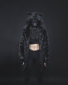 Black Panther Classic Faux Fur Coat with Hood on Woman