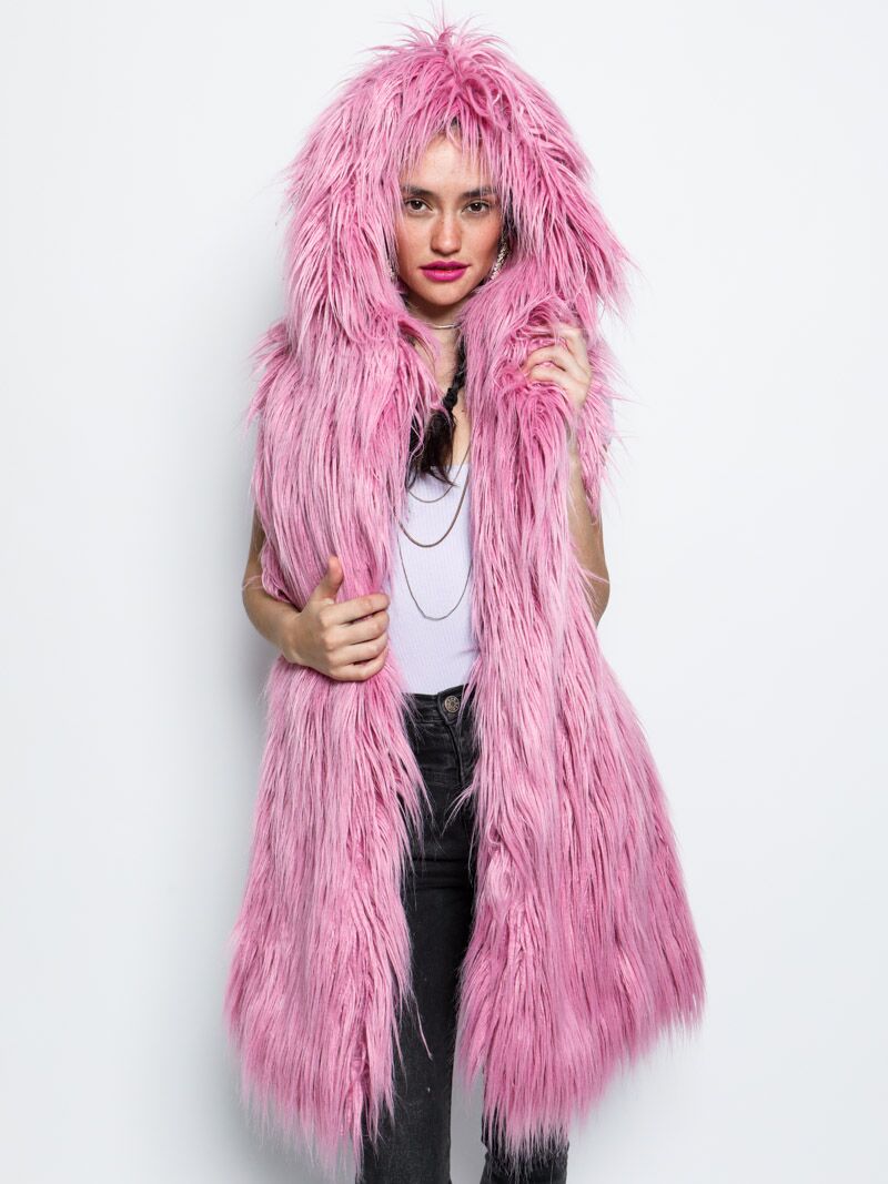 Ballerina Faux Fur Long Vest on Female Model