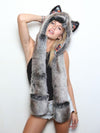 Hooded Collectors Edition Unisex Faux Fur with Grey Wolf Warrior Design