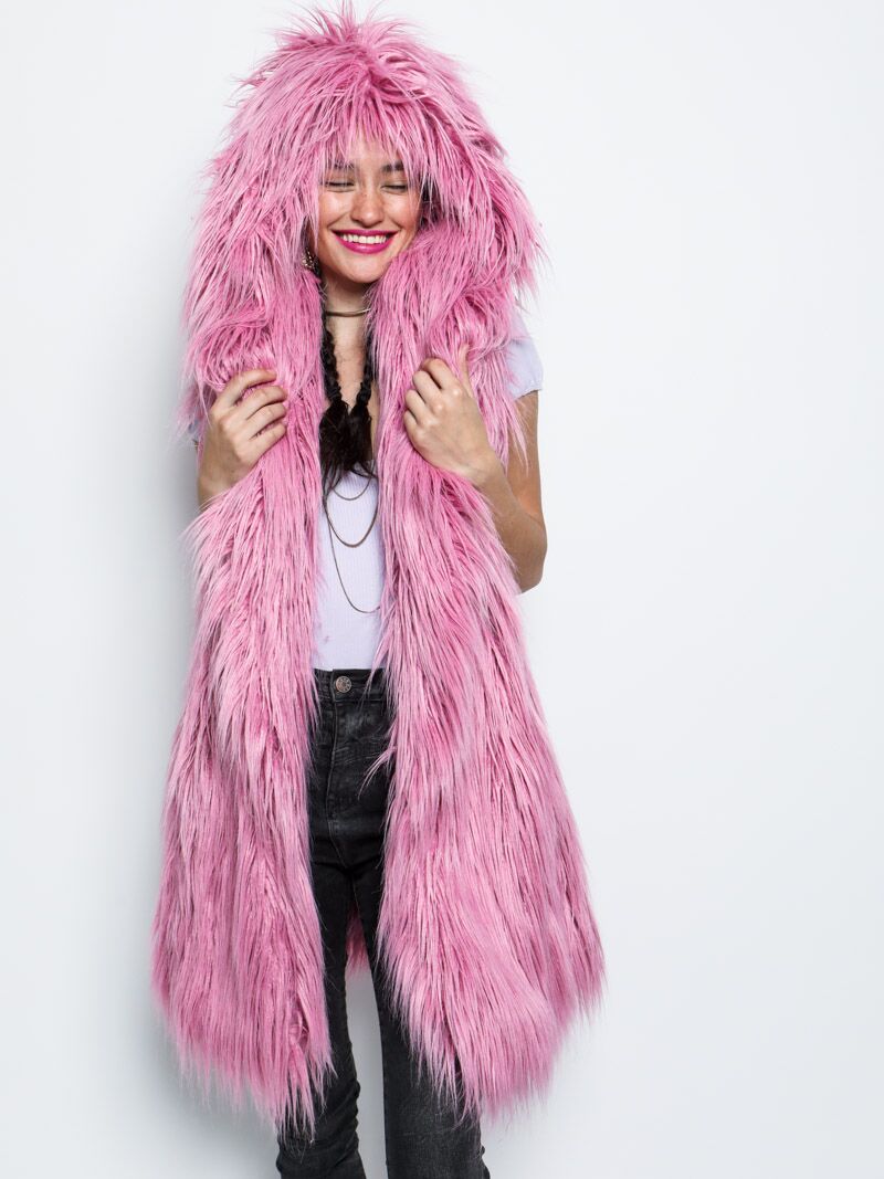 Ballerina Faux Fur Long Vest with Hood