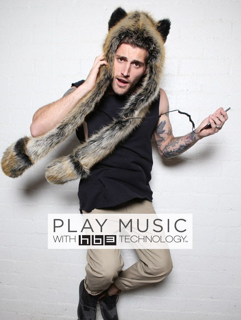 Man wearing faux fur Red Wolf HB3 SpiritHood